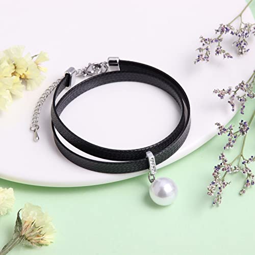 Gothic Single Pearl Choker Necklace, Black Choker Necklace For Women, Black Leather Choker, Goth Choker, Pearl Pendant, Pearl Necklace For Women Girls, Gothic Jewelry (1) #TOP3