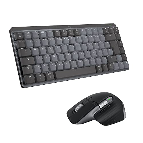 Logitech MX Mechanical Mini kabellose TKL-Tastatur mit Beleuchtung, Tactile Quiet, und MX Master 3S kabellose Hochleistungs-Bluetooth-Maus, macOS, Windows, Linux, iOS, Android, DEU QWERTZ - Grau
