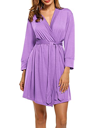 Image of HOTOUCH Womens Robe Lightweight Short Knit Bathrobe Soft Ladies Sleepwear with Pockets