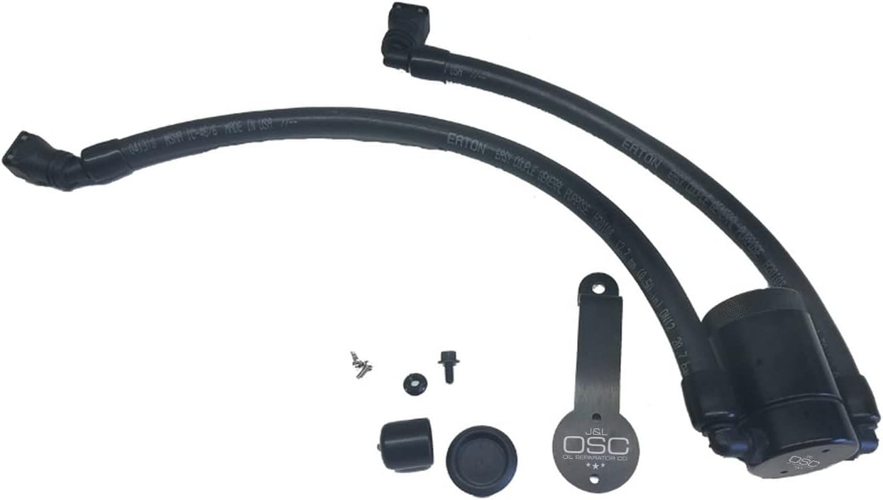 J&L Oil Separator Co. Oil Separator 3.0 Driver Side Compatible with 2018-2021 Mustang GT and 2019 Bullitt (Black)