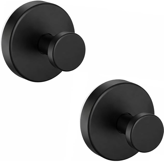 MOTAIPEAK Suction Cup Hooks for Shower,Upgraded Strong Shower Hooks for Inside Shower,Removable Towel Hooks for Bathroom, Glass, Window,Tile,Waterproof & Reusable, No Drilling,Black (2 Pack)