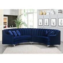 Legend Vansen L Velvet Sofa 141.34 Upholstery Curved Sofa for Living Room, Office, Apartment Blue