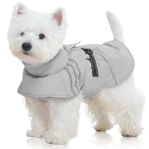 FUAMEY Dog Cold Weather Coats,Dog Winter Jackets for Small Dogs Warm Dogs Coat with Reflective Strips Waterproof Pet Snowsuit Thick Paded Pets Vest fo