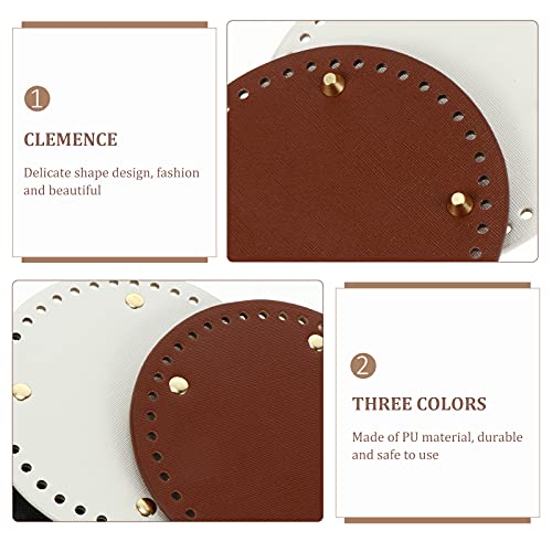 VILLCASE PU Leather Bag Bottom Shaper, Round Bag Bottom Knitting Crochet Bags Bottom Shaper Pad - Image 4