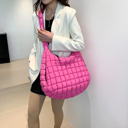 LaurelTree Quilted Puffer Crossbody Bag Lightweight Nylon Puffer Tote Bags Puffy Shoulder Bag Carryall Hobo Bags for Women3