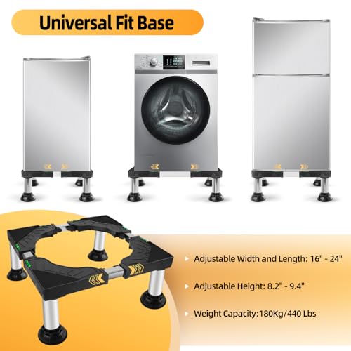 Upgrade-Mini-Fridge-Stand-Height-82-94-Adjustable-Washer-and-Dryer-Pedestal-Universal-Stand-Base-with-4-Strong-Heavy-Duty-Feet-for-Washing-Machine-Laundry-and-Refrigerator-Black