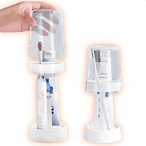 Toothbrush Holder To Keep Your Bathroom Tidy, With Lid Cover Cup Height Adjustable Electric Toothbrush Holder With Slots, Compatible With Toothpaste, Traditional Toothbrushes And Electric Toothbrush #TOP1