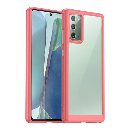 Jhxtech Phone Case for Galaxy Note 20 5G Case, Samsung Note 20 SM-N980F SM-N981B Case Ultra Thin Clear Hard PC Back + Soft TPU Bumper Silicone Shockproof Cover for Samsung Galaxy Note20 Crystal Red