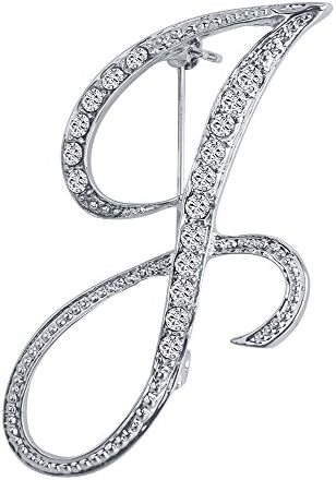 LiaSun 26 Letters Brooches Silver Plated Metal Broaches Pins-Clear Crystal Initial Breastpin (1pcs-J)