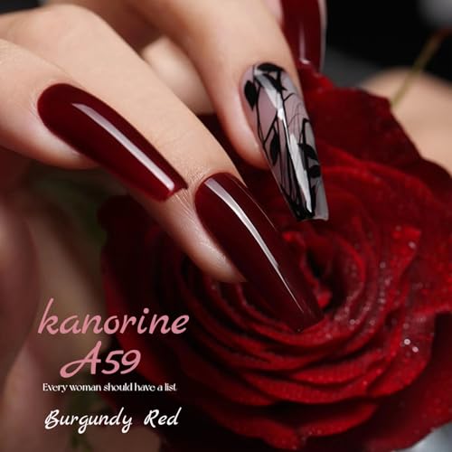 KANORINE Burgundy Red Gel Nail Polish Color Coat Soak-Off UV/LED dark Red Colour Gel PolishNail Art 10ml - Image 2