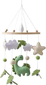 GOODMOM Móbile De Berço Com Tema De Dinossauro | Decoração Quarto De Bebê Menino | Móbile De Madeira Berço | Tema De Dinossauro Com Sinos | Artigos Para Recém-Nascido | Presente Para Chá De Bebê |