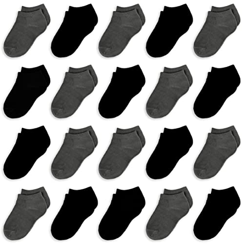 TRAMLE Calcetines para niños y niñas, 20 pares de calcetines suaves de algodón para niños pequeños, niños y niñas (0-13 años de edad), Negro , 2-4 Años Cover