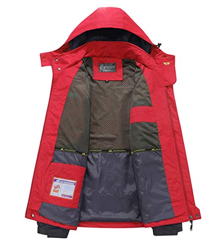 Image of Men's Rain Jacket Waterproof with Hooded Hiking Outdoor Coat Lightweight Windbreaker