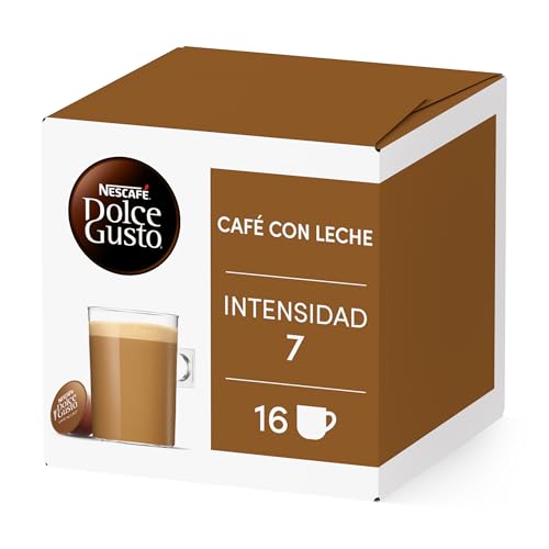 NESCAFÉ Dolce Gusto Café con Leche - Cápsulas de Café, 16 Cápsulas (1 x 16) - Intensidad 7 - Originales para cafeteras Dolce Gusto