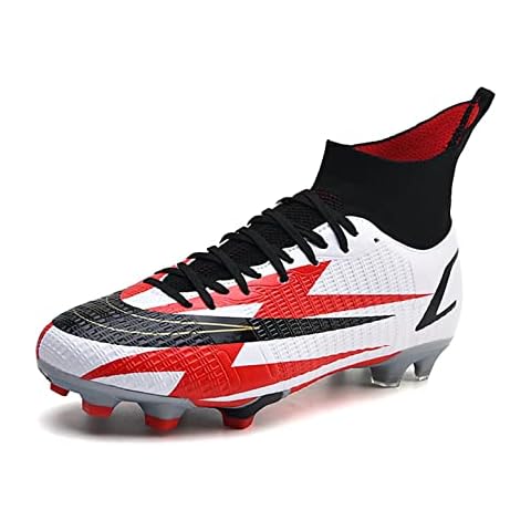 CJYFLOWER Women's Men's Soccer Cleat Breathable Soccer Shoe for Women's Men's Sports Sneaker Red Cover