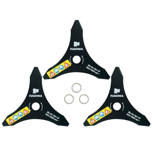 FUSIHWA 3-Set 10" x 3 Teeth Carbon Steel Brush Cutter Blade for Weedeater, Weed Eater Trimmer Blade Attachment for 25.4mm or 20 mm Arbor Compatible with Stihl,Husqvarna, Ego, and More