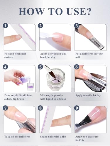 Yokilly Acrylpulver für Nägel: 80g/2.82oz Acryl Pulver Nails Rosa Acrylic Powder - Acryl Pulver für Nägel Selber Machen für Nagelacrylverlängerung Nagelschnitzen (Klares, 80g/2.82oz)