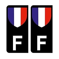 Autocollant Blason Français Lettre F - Pour Plaque D'Immatriculation Gauche (9.8x4.5 Cm) - Fabriqué En France