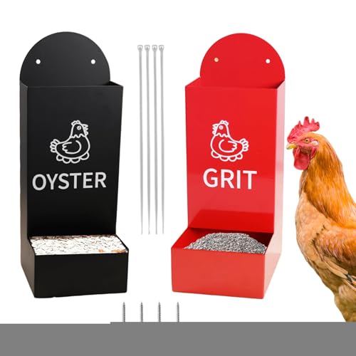 Chicken Grit Feeder | Chicken Grit Dispenser 2piece | Semi-Closed Weatherproof Spill-Proof Heavy-Duty Container Bowl Waterer for Rabbit Duck