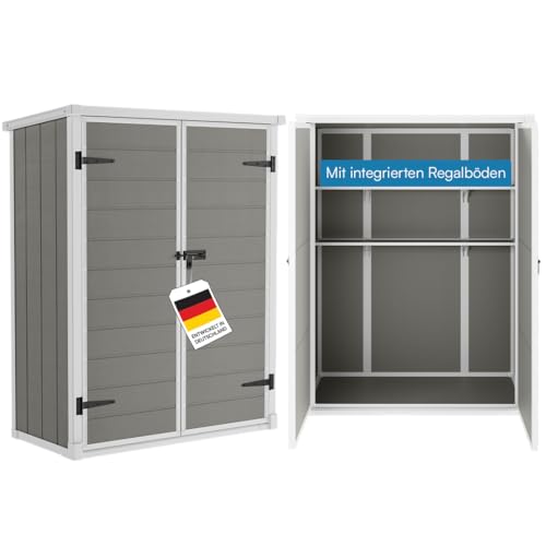 STEELSØN Novara Gerätehaus – Geräteschuppen mit Pultdach – Gartenhaus 170x68,5x134 cm (HxTxB) – Gartenschuppen aus Kunststoff Grau – Gartenhütte mit 2 Fächern – Gerätehütte rostfrei – Schuppen Garten STEELSØN Novara Gerätehaus – Geräteschuppen mit Pultdach – Gartenhaus 170x68,5x134 cm (HxTxB) – Gartenschuppen aus Kunststoff Grau – Gartenhütte mit 2 Fächern – Gerätehütte rostfrei – Schuppen Garten