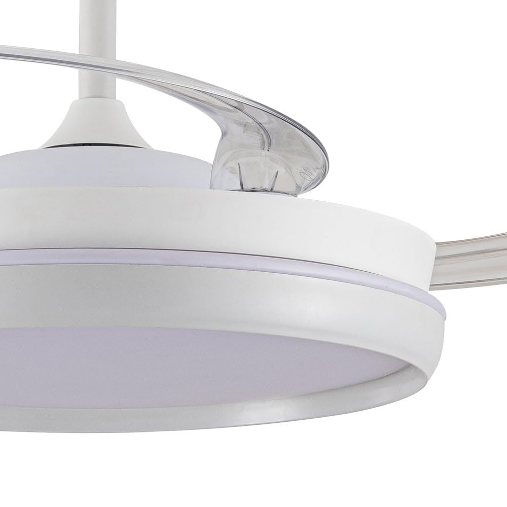 wonderlamp - Ventilador de techo con aspas retráctiles, Smart Control APP + Mando a distancia, Ventilador silencioso con luz LED Michu Evo 72W, Memoria de encendido, 3CCT, Intensidad Regulable