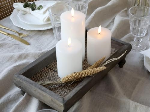 Chic Antique Vassoio decorativo con piedini, in legno di rattan, lunghezza: 33 cm, larghezza: ca. 19 cm, altezza: ca. 9 cm