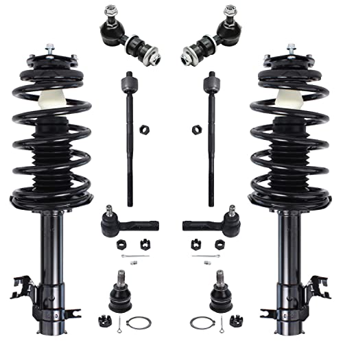 Image of Detroit Axle - 10pc Front Suspension Kit for 2002-2006 Nissan Sentra 2 Ready Struts 2 Lower Ball Joints 2 Stabilizer Sway Bar End Links 4 Inner & Outer Tie Rod End Links 2003 2004 2005 Replacement