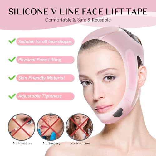RemixOri Fita de elevação facial V Line, alça de silicone para queixo reutilizável, alça de levantam