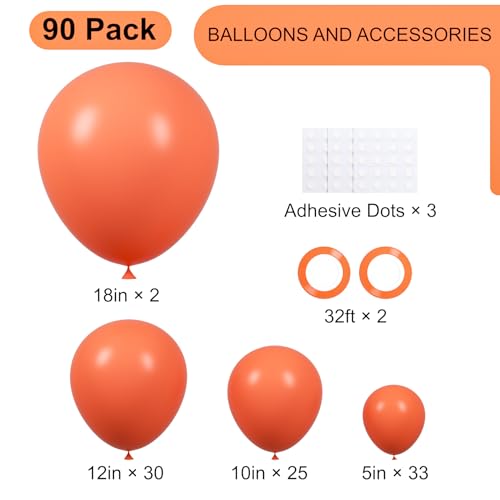 Image of Voircoloria 90pack Coral Red Balloons Different Size 18 /12 /10 /5 Inch Coral Red Balloon Garland Arch Kit for Graduation, Wedding, Birthday, Princess Theme Party, Valentine's Day Party Decorations