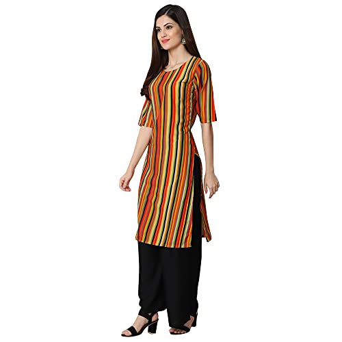 Image of Pinkmint Designer Woman's Crepe Multicolored Straight Kurta [A-355-330]