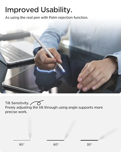 Image of Spigen Stylus Pen for iPad [ iPad /iPad Pro /iPad Air /iPad mini] [Tilt Sensitive] [Palm Rejection] [Magnetic Attachment] with Extra Pen Tip - White