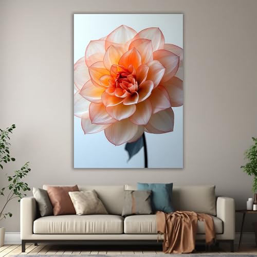 Tableau decoration murale fleurs rose impression toile moderne 60x90cm encadrée