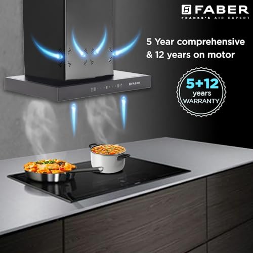 Image of Faber Cygnus 60cm 1400m /hr Autoclean Filterless T-Shape Chimney|Built-In Oil Collector|Odour Sensor|Touch & Gesture Control|12Yr Motor,5Yr Comprehensive Warranty by Faber | HOOD CYGNUS IN3DHCSCFLBK60