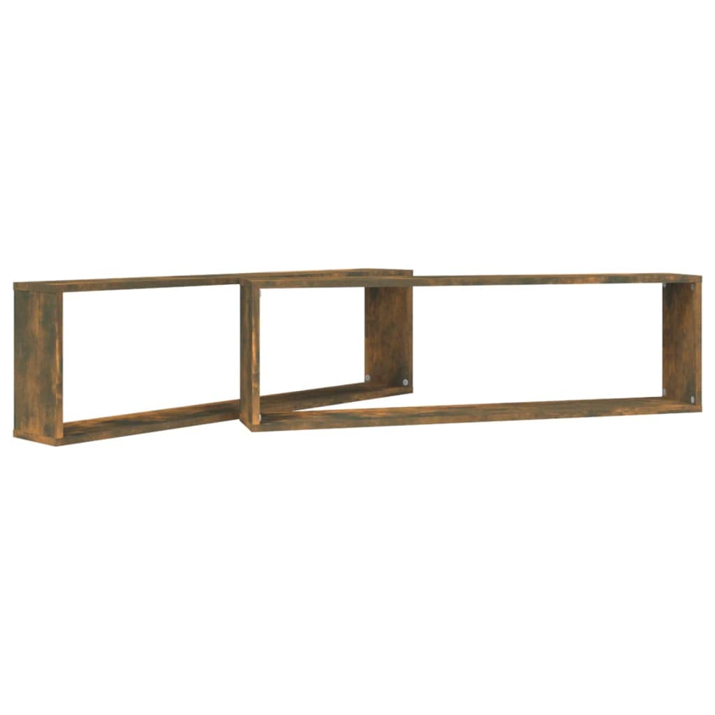 Juego de 2 estantes de pared de roble ahumado, 100 x 15 x 30 cm, material de madera, moderna tabla flotante para libros, decoración de vinilo, discos de vinilo en el salón, cocina, baño