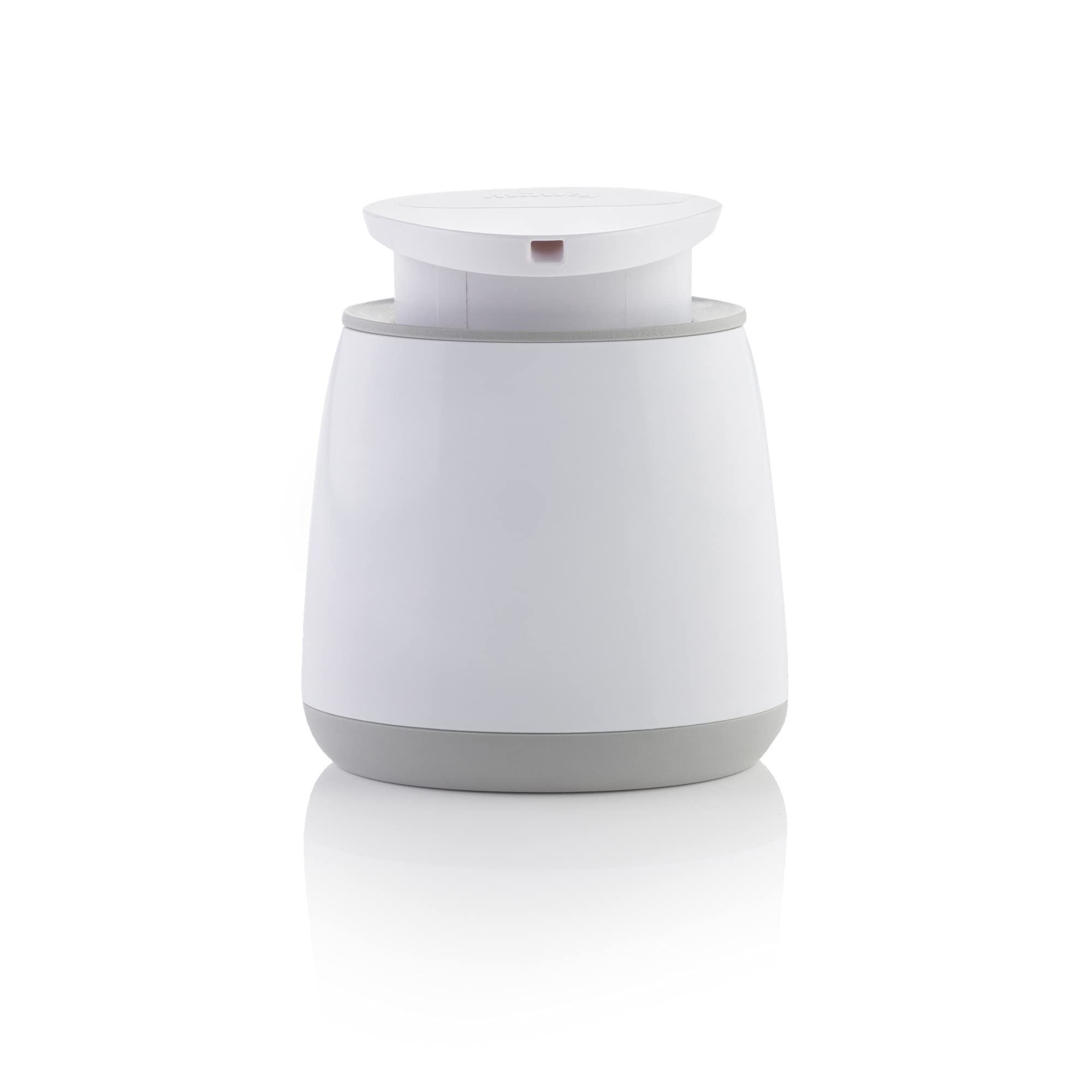 Minky Soap Dispenser, Refillable Liquid Hand Soap Dispenser With Large Pump, Non Slip Rubber Feet, Stylish & Practical Bathroom Accessory, White & Light Grey, Made in the UK (1)
