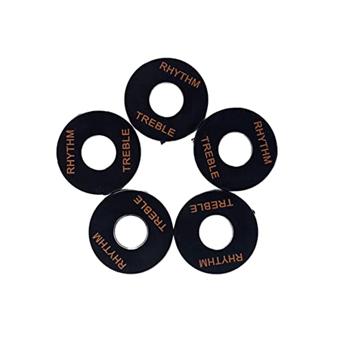 SWOOMEY 5個エレキギター用トグルスイッチプレート リズムトレブルワッシャー付きリング 対応 黒