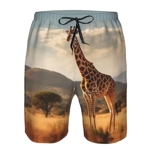 Giraffe Print Mens Casual Shorts Drawstring Summer Beach Stretch Shorts Novelty Swimtrunks4