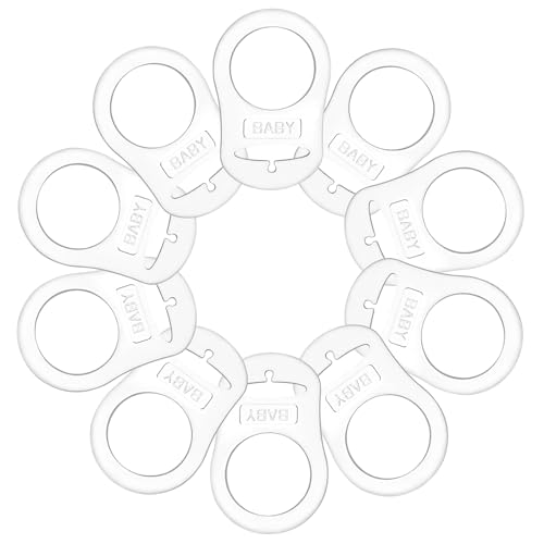 Image of FENICAL 10 Pieces Pacifier Silicone Adapter Rings Baby Holder and Clip MAM-Compatible (Soft &Transparent)