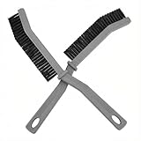 Crevice Cleaning Brush Set, 2 Pack Gray Gap Duster with Angled Head for Bathroom Tiles and Sinks, Grout Brush for Corners and Tracks, Rinse-Ready Handle