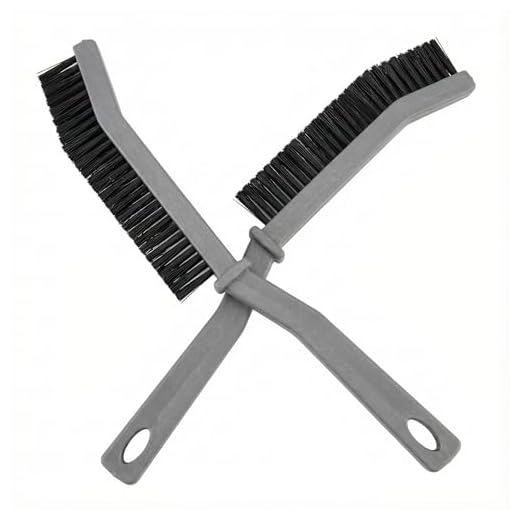 Crevice Cleaning Brush Set, 2 Pack Gray Gap Duster with Angled Head for Bathroom Tiles and Sinks, Grout Brush for Corners and Tracks, Rinse-Ready Handle