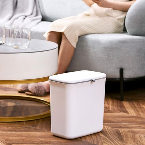 Caneca de basura blanca para cocina con tapa y doble compartimento miniatura 7