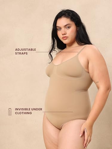 Image of Krvvy Premium Shapewear Bodysuit for Women | Body Shaper With All-Day Comfort, Seamless, Waist Sculpting, Tummy Tucker, Invisible Under Clothes |