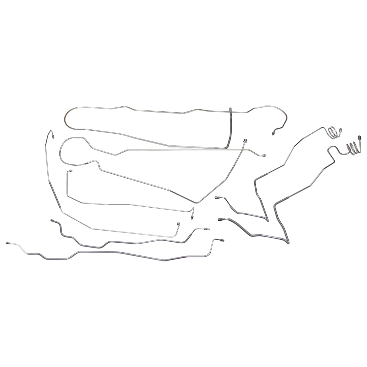 Inline Tube Compatible with 1981-87 Chevrolet GMC Truck 4WD 3/4-Ton Longbed w/o Load Valve Power Disc Brake Line Kit 8pc, OE Steel