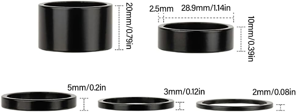 3PCS Bicycle Headset Spacer 2MM 3MM 5MM, Road Bicycles Aluminum Alloy Headsets Fork Spacers Road Bicycles Handlebars Stem Washers Rings Front Fork Bicycles Part