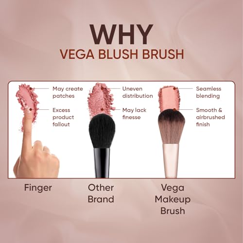 Image of Vega Blush Brush for Powder, Liquid & Cream with Wooden Handle, (MBN-19)