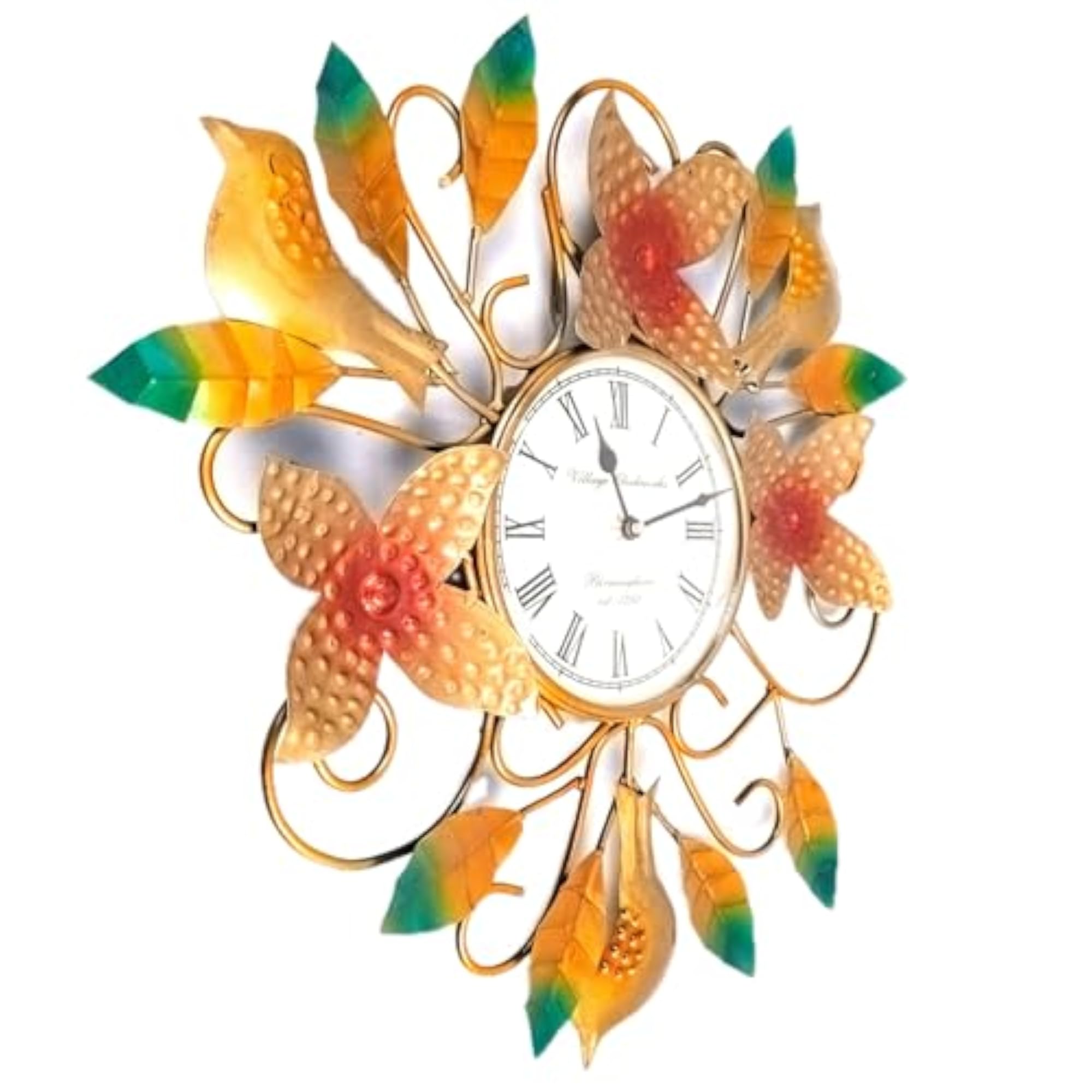 Decorative Wall Clock, Metal Wall Hanging with Clock