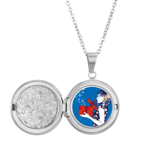Collier médaillon chinois bleu femme idée cadeau anniversaire