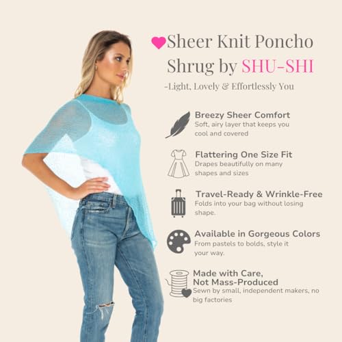 Image of SHU-SHI Womens Sheer Knit Poncho Shrug Lightweight Cover Up One Size Fits Most