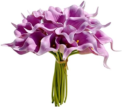 Mandy's 20pcs Lilac Flowers Artificial Calla Lily Silk Flowers 13.4" for Easter Day Home Kitchen & Wedding