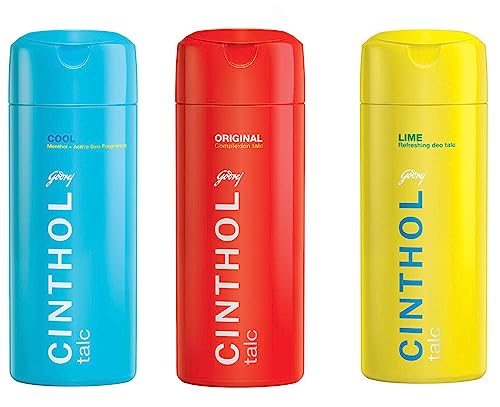 Image of Godrej Cinthol Cool Talcum Powder (300g) & Godrej Cinthol Lime Talcum Powder (300g) & Godrej Cinthol Original Talc, 300g